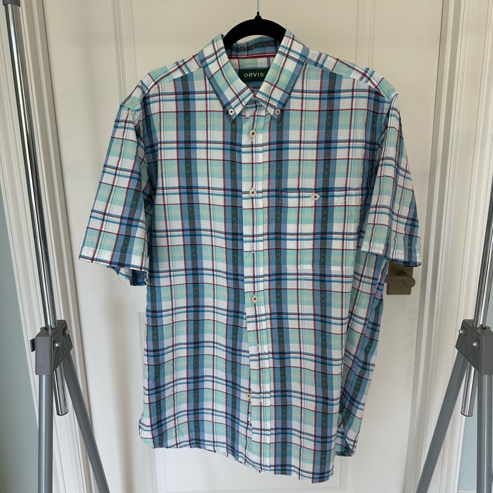 Orvis Blue and White Casual Button Down Shirt